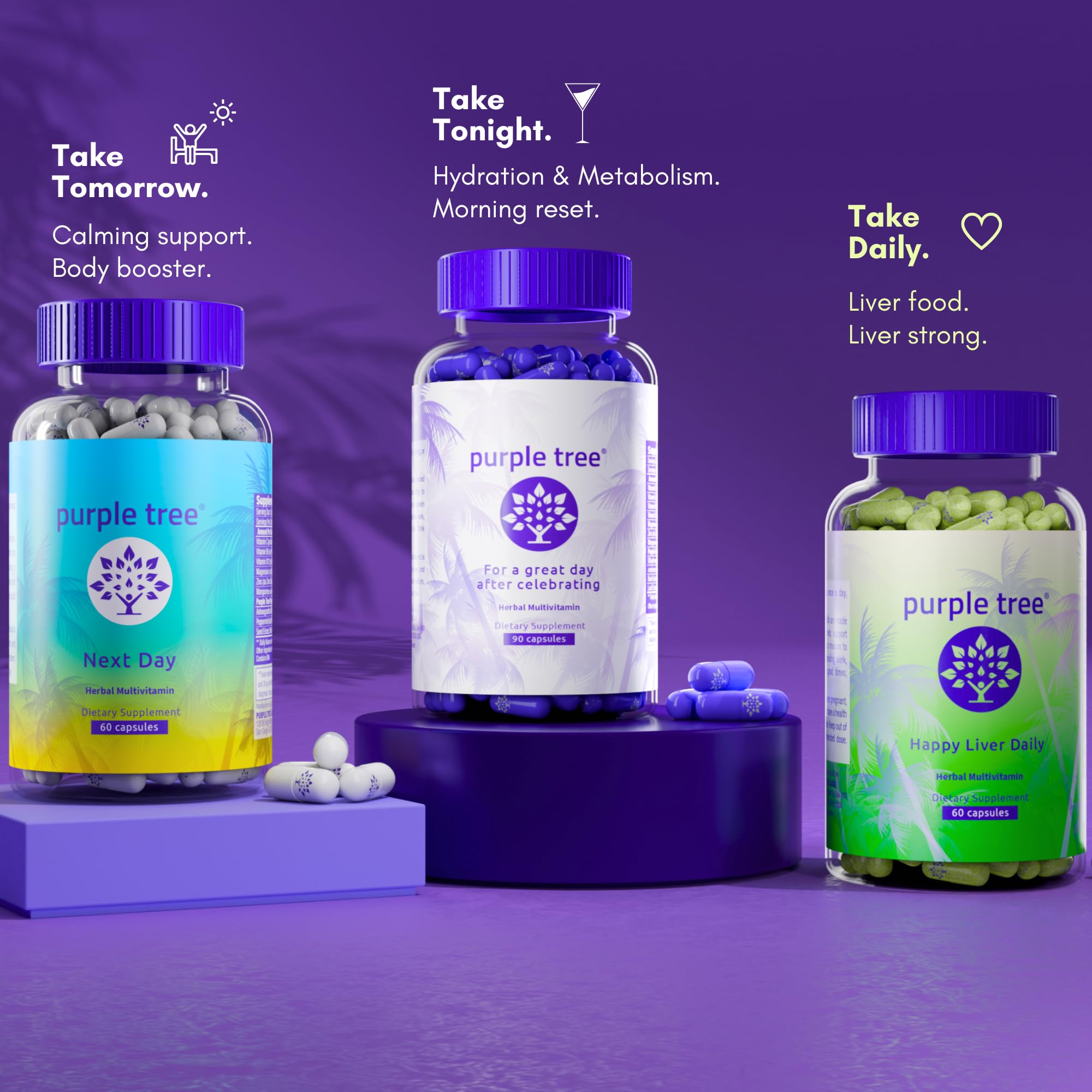 Purple Tree Happy Liver Daily product shot with natural wellness background