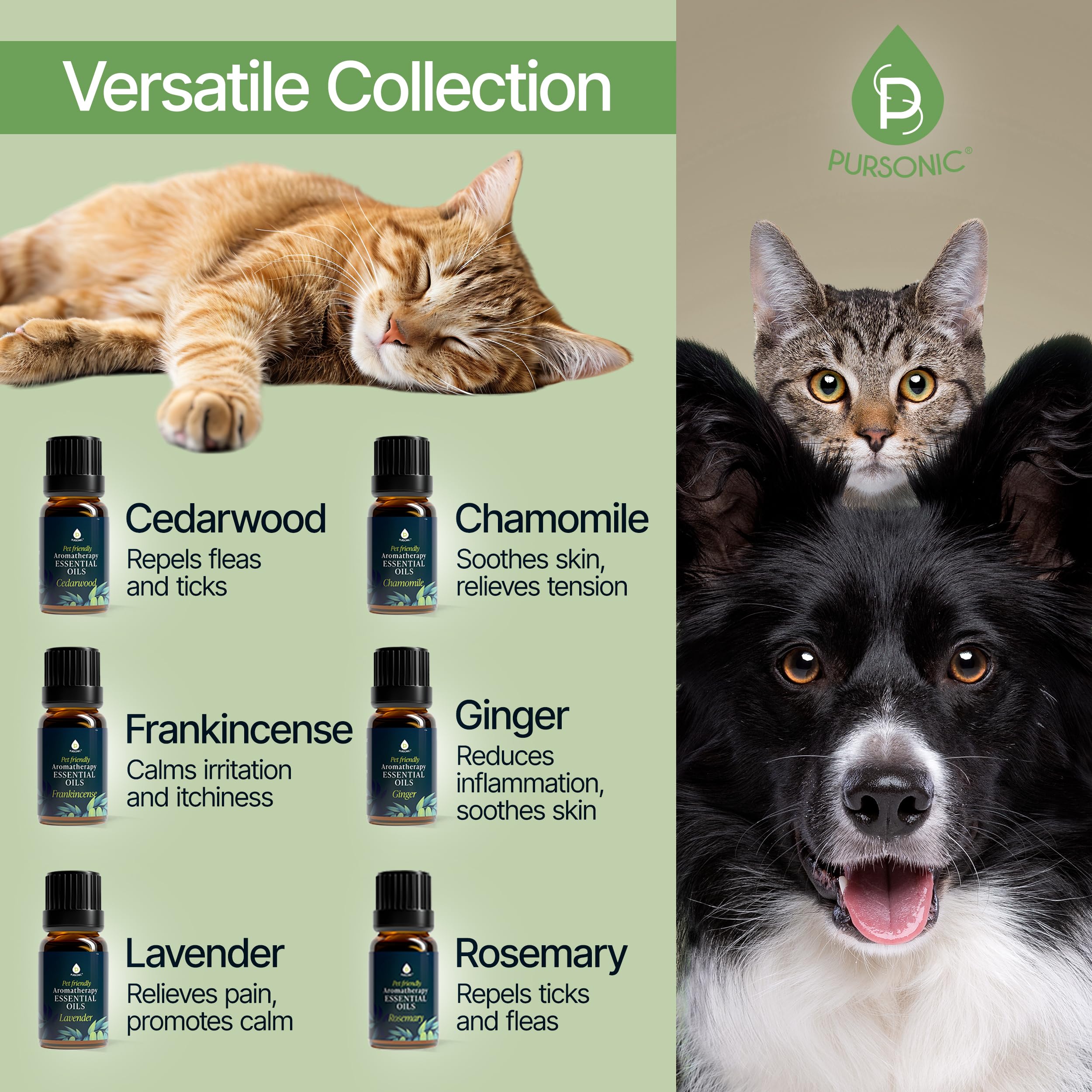 Pursonic Chamomile oil bottle for gentle pet stress relief