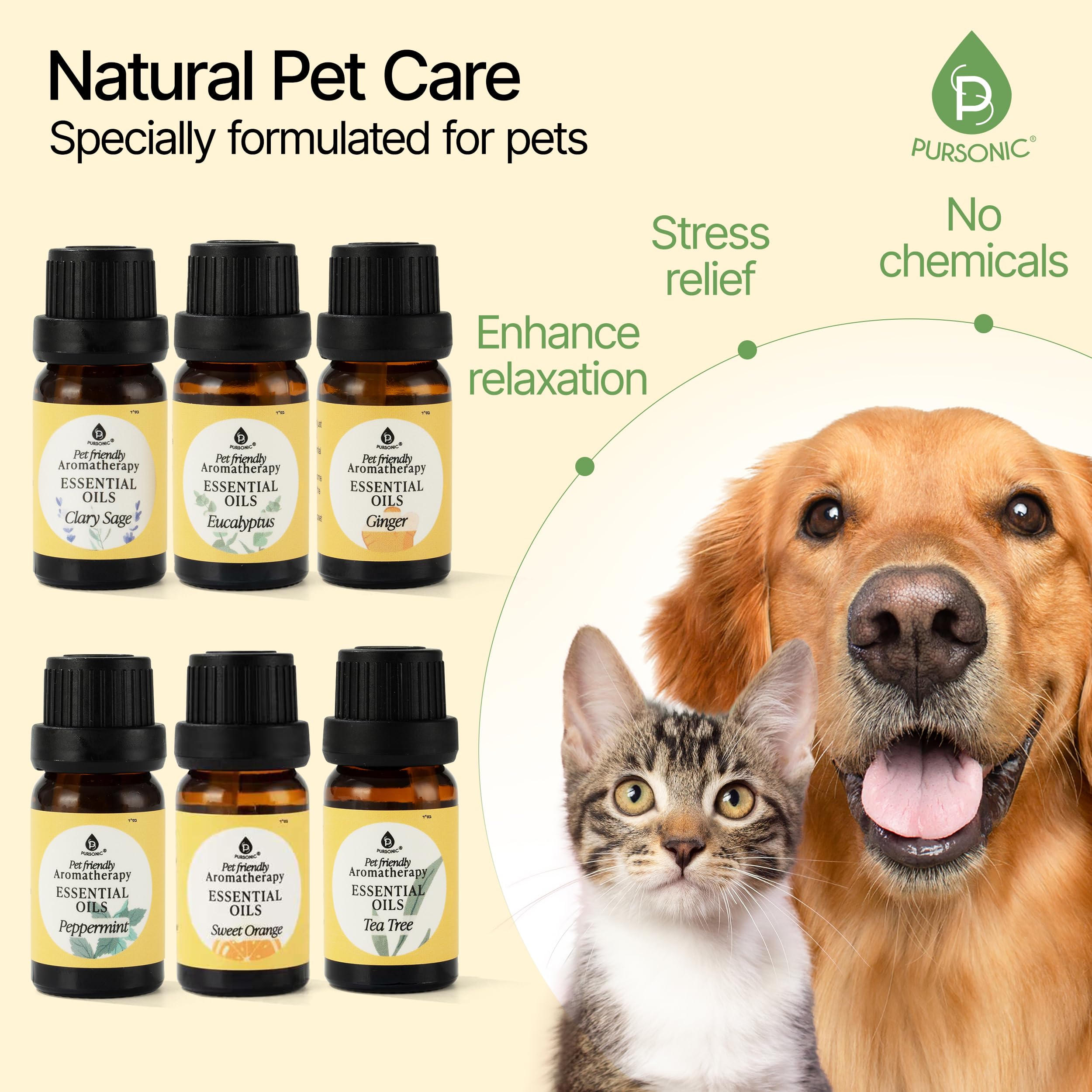 Pursonic Pet-Friendly Aromatherapy Oils Sweet Orange bottle for uplifting mood.