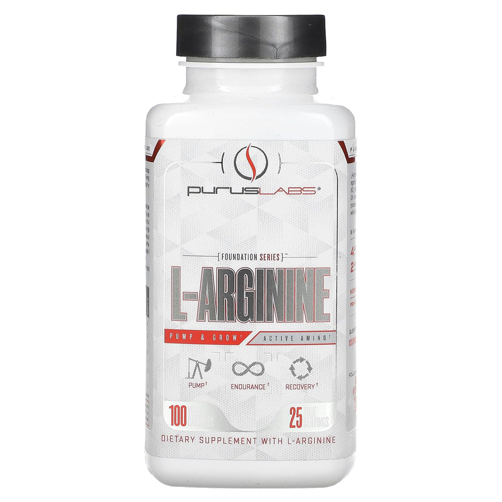 Purus Labs L-Arginine Active Amino Acid bottle ready for enhanced blood flow and endurance.