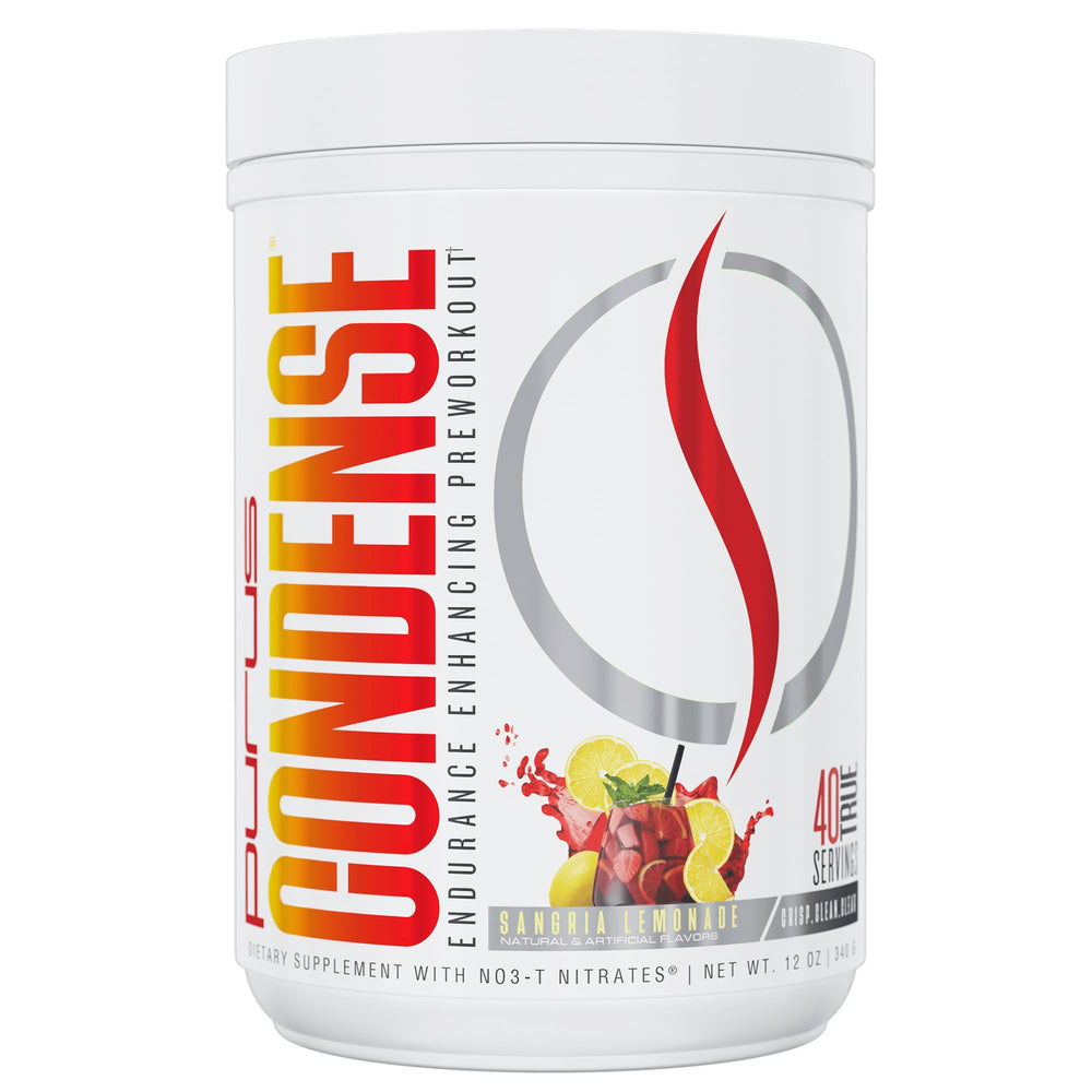 Purus Labs Condense preworkout can with Natural Sangria Lemonade for workouts