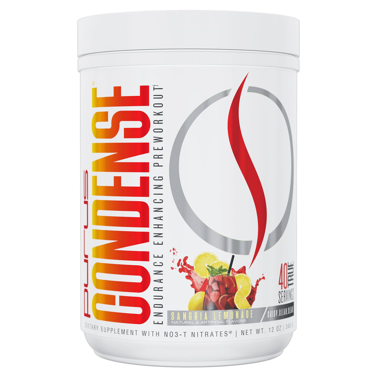 Purus Labs Condense preworkout can with Natural Sangria Lemonade for workouts