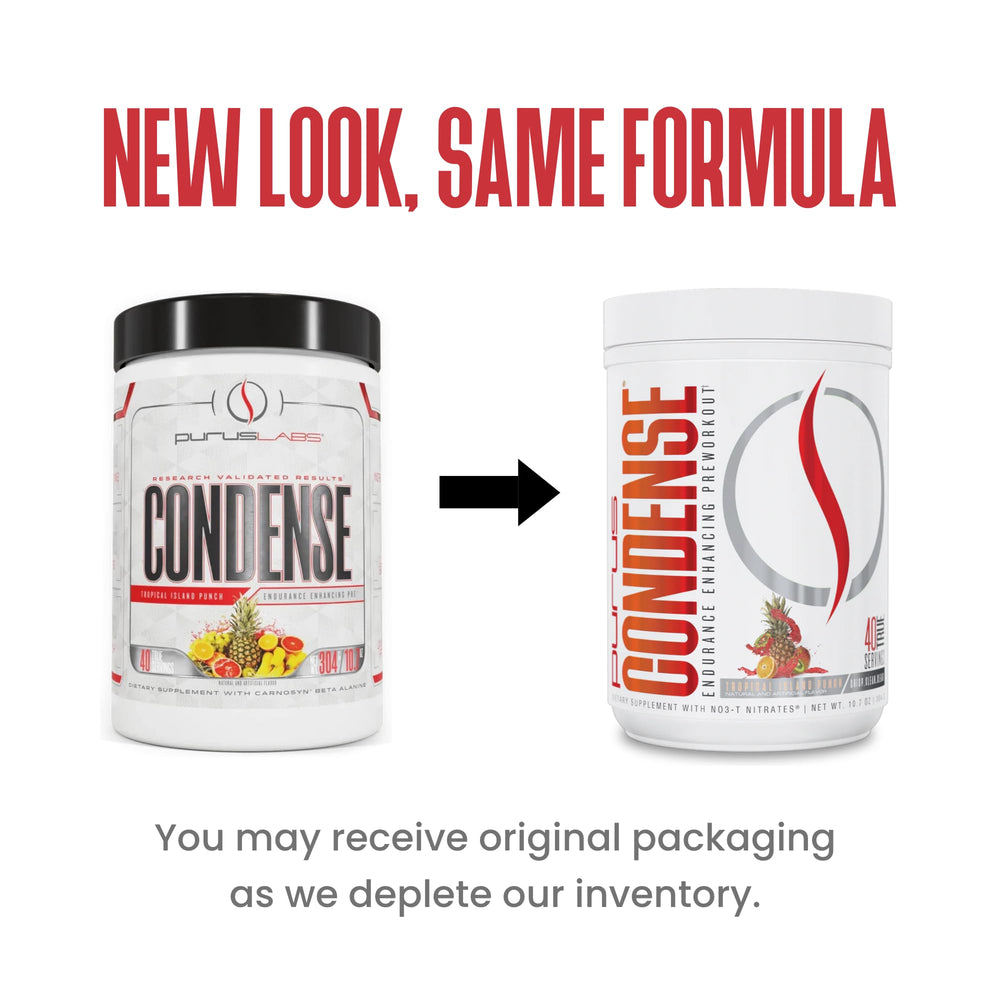 Purus Labs Condense preworkout scoop ready to mix for quick energy.
