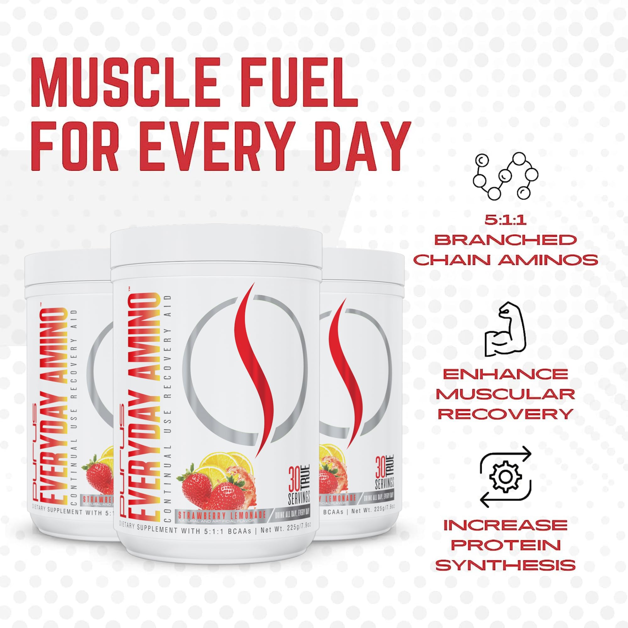 Purus Labs Everyday Amino BCAA Powder dissolves cleanly in water for daily hydration