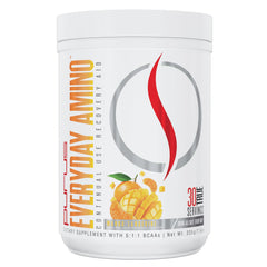 Purus Labs Everyday Amino BCAA powder tub front showing hydration-friendly design.