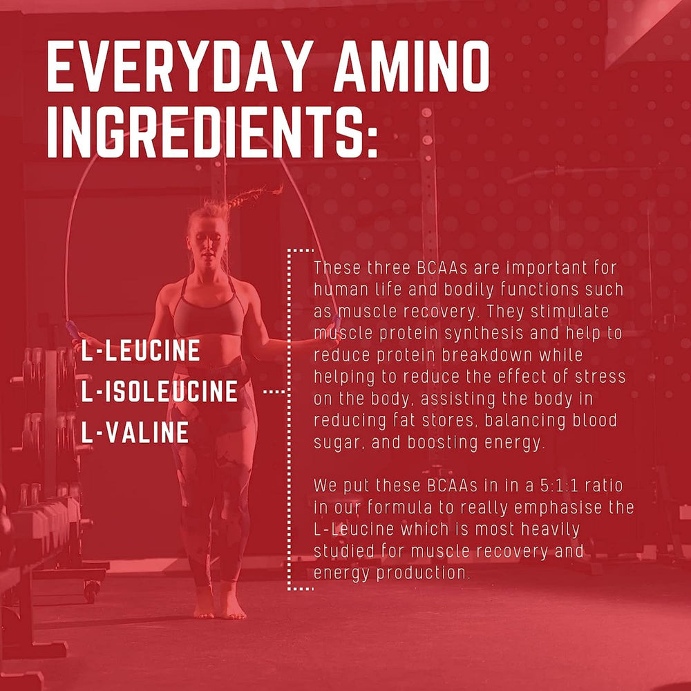 Closeup of Purus Labs Everyday Amino packaging displaying clean ingredient list.