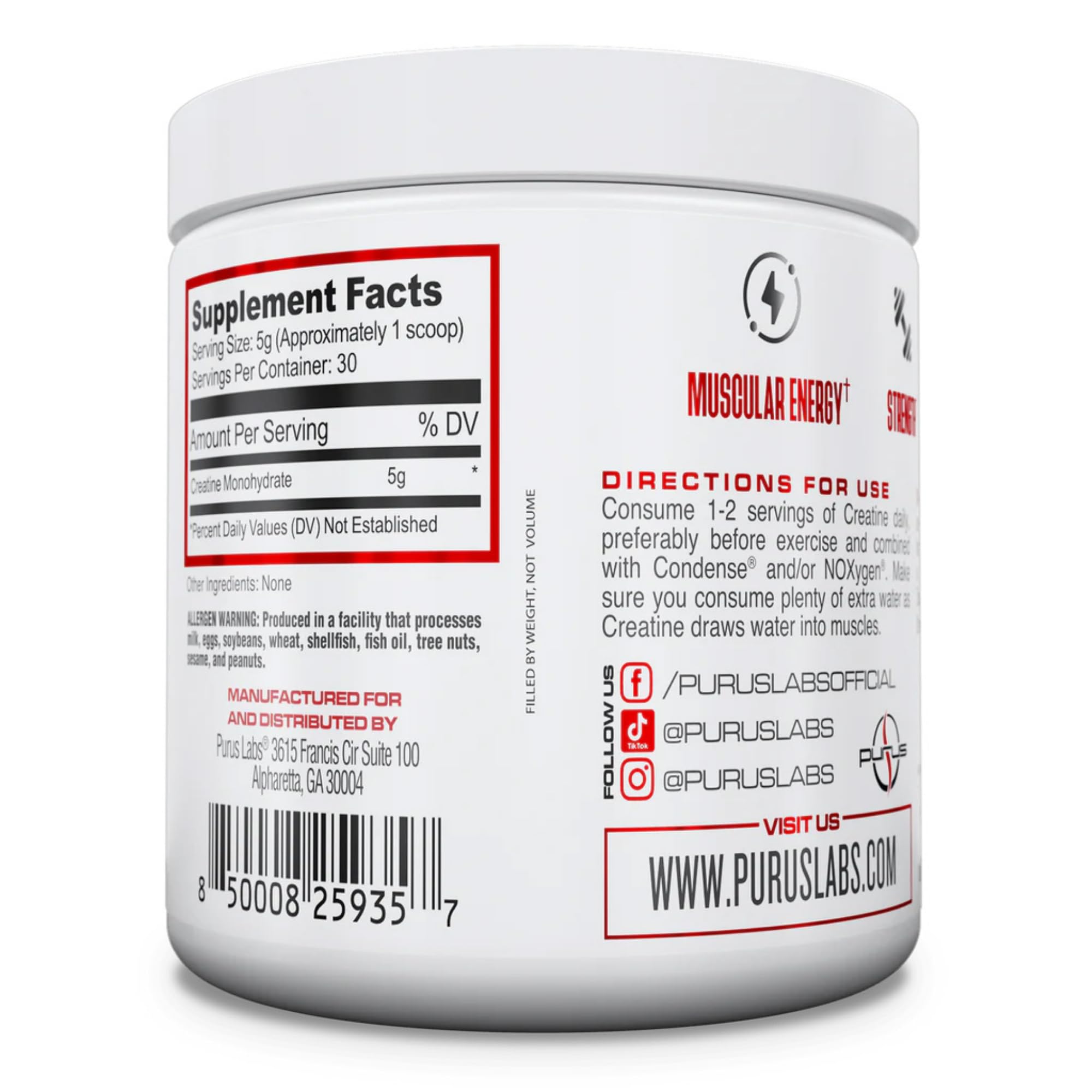 Purus Labs Foundation Creatine Powder serving spoon for dosing.