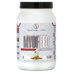 Purus Labs MyoFeed bottle in vanilla flavor for quick post-workout protein