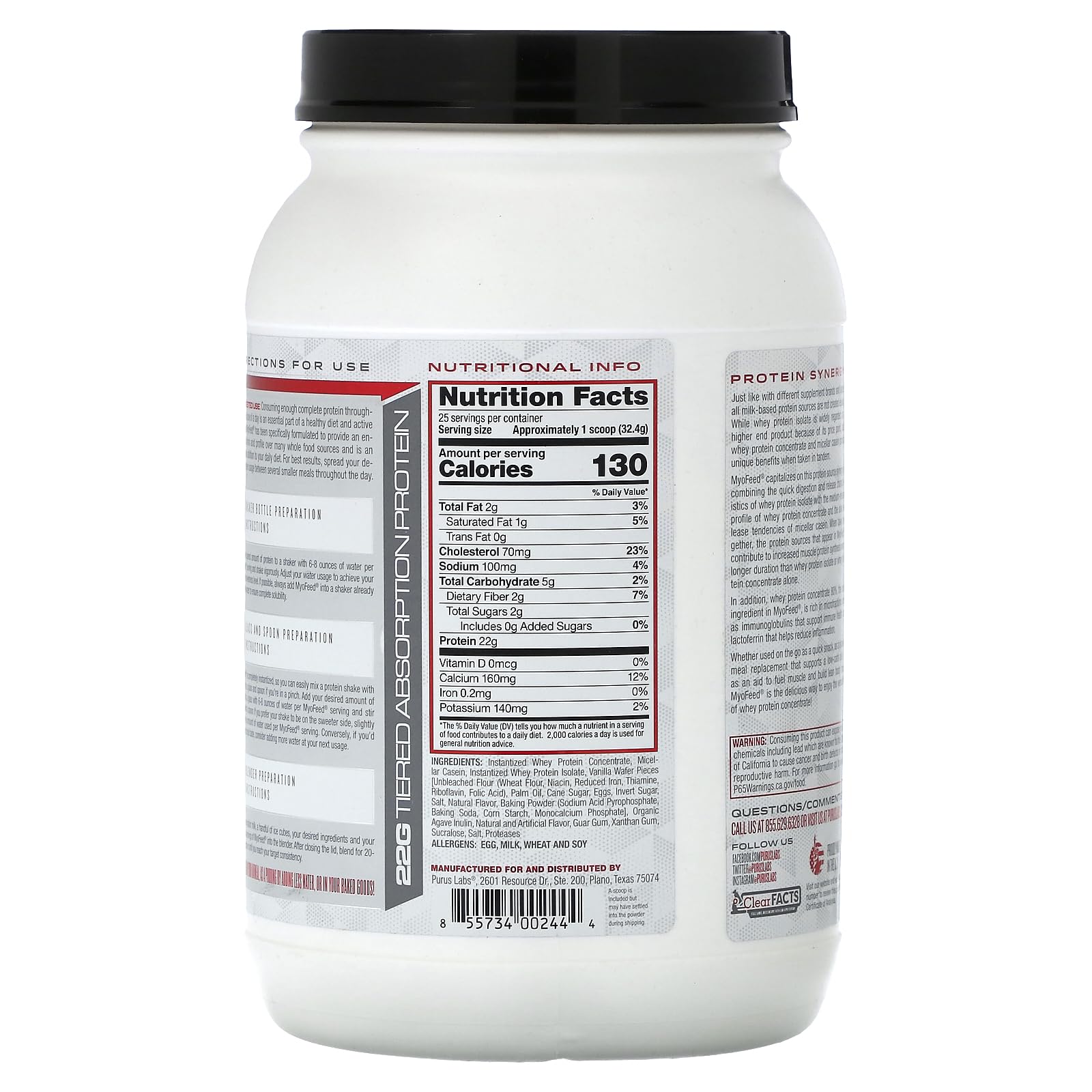 Purus Labs MyoFeed shake being prepared with vanilla flavor for convenient daily protein