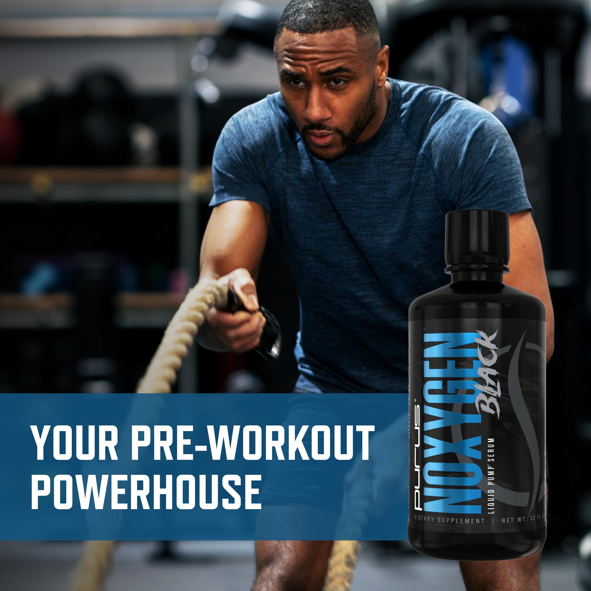 NOXygen Black bottle and glass emphasize stackable, stim-free formula for workouts