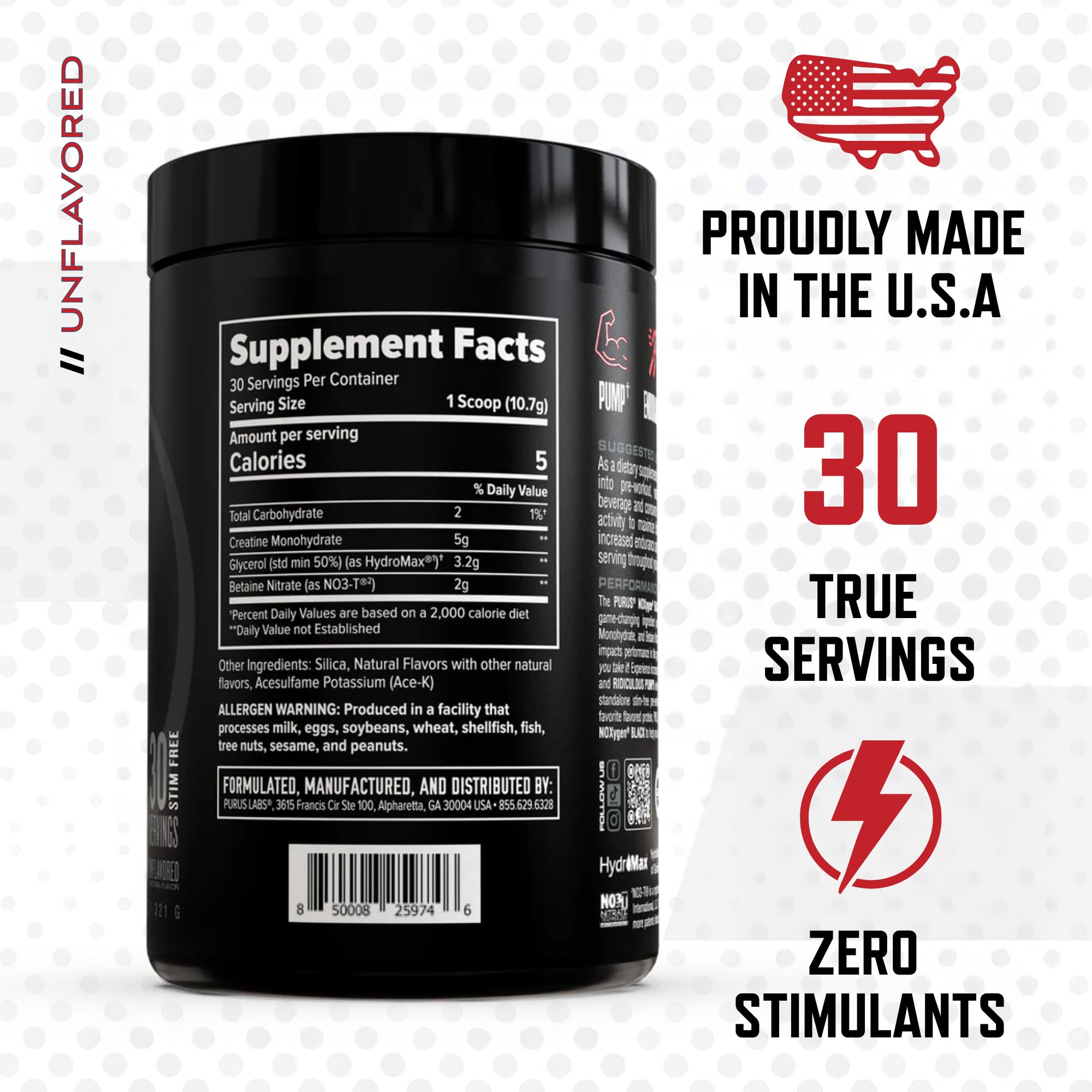 Purus Labs NOXygen Black Powder scoop-dispense demonstrates easy dosing for workouts.