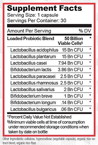 Purus Labs Probiotic Capsules bottle label showing servings for easy daily use.