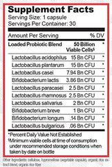 Purus Labs Probiotic Capsules bottle label showing servings for easy daily use.