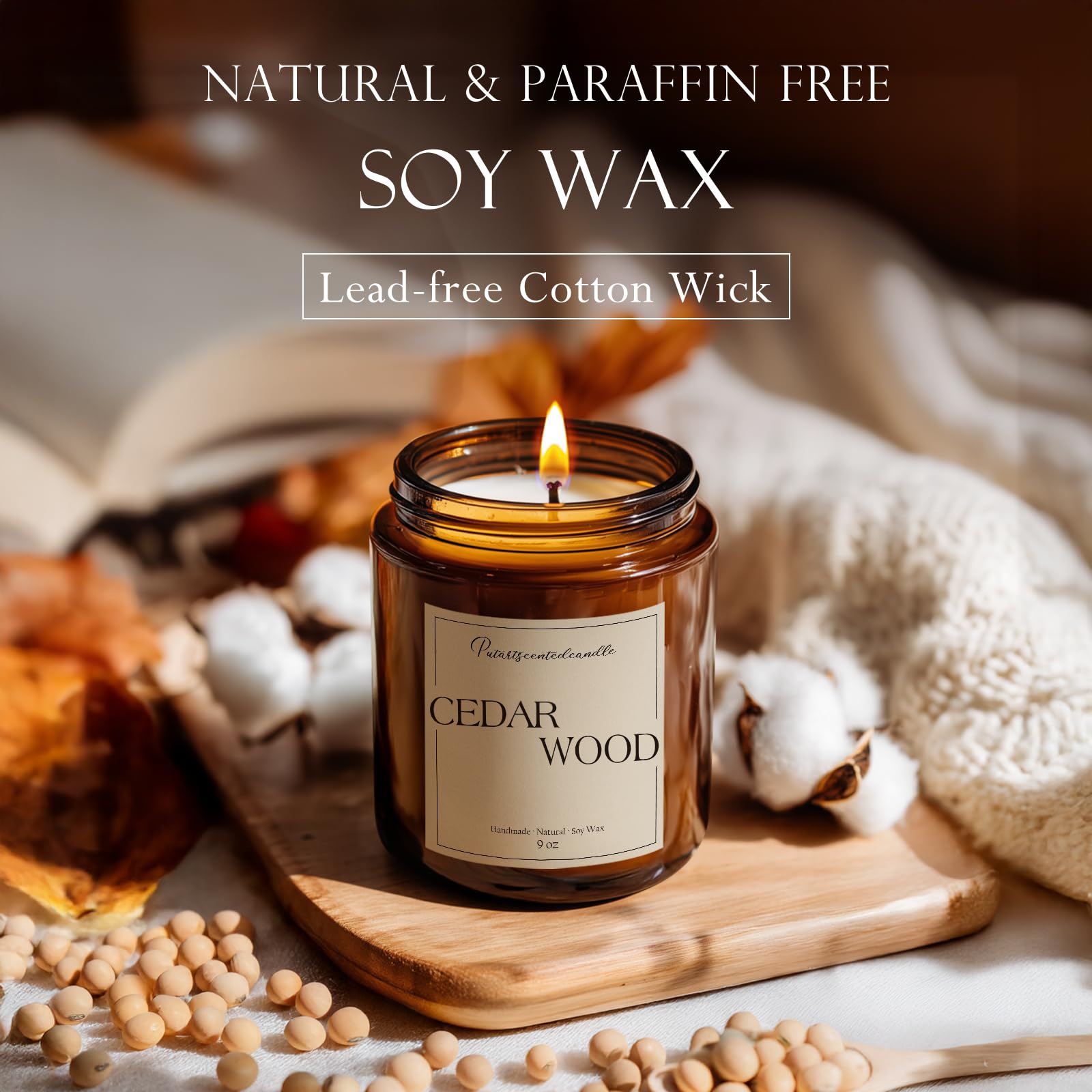 Putart cedar candle gift box presentation signals premium packaging for loved ones.