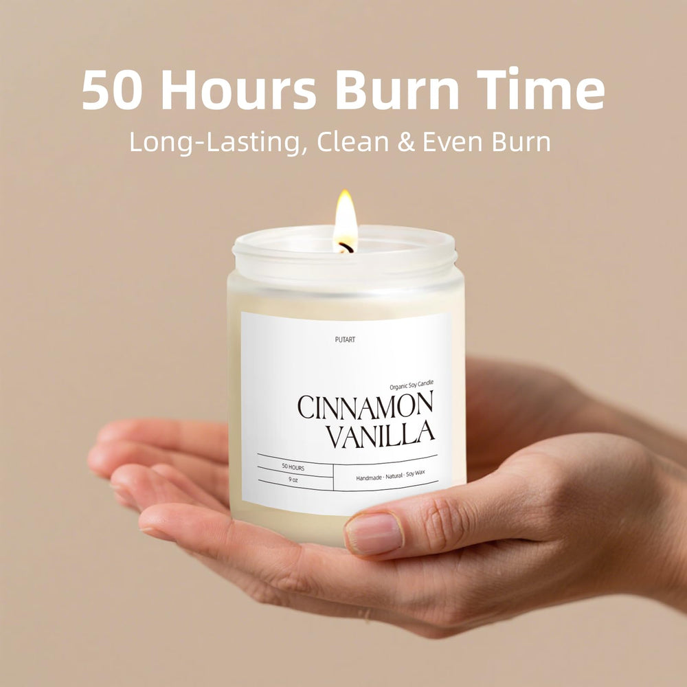 Putart Cinnamon Vanilla Candle packaging presents premium gift-ready box