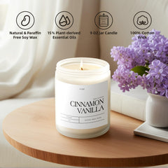 Putart Cinnamon Vanilla Candle wick-burn demonstrates even burn with lead-free wick