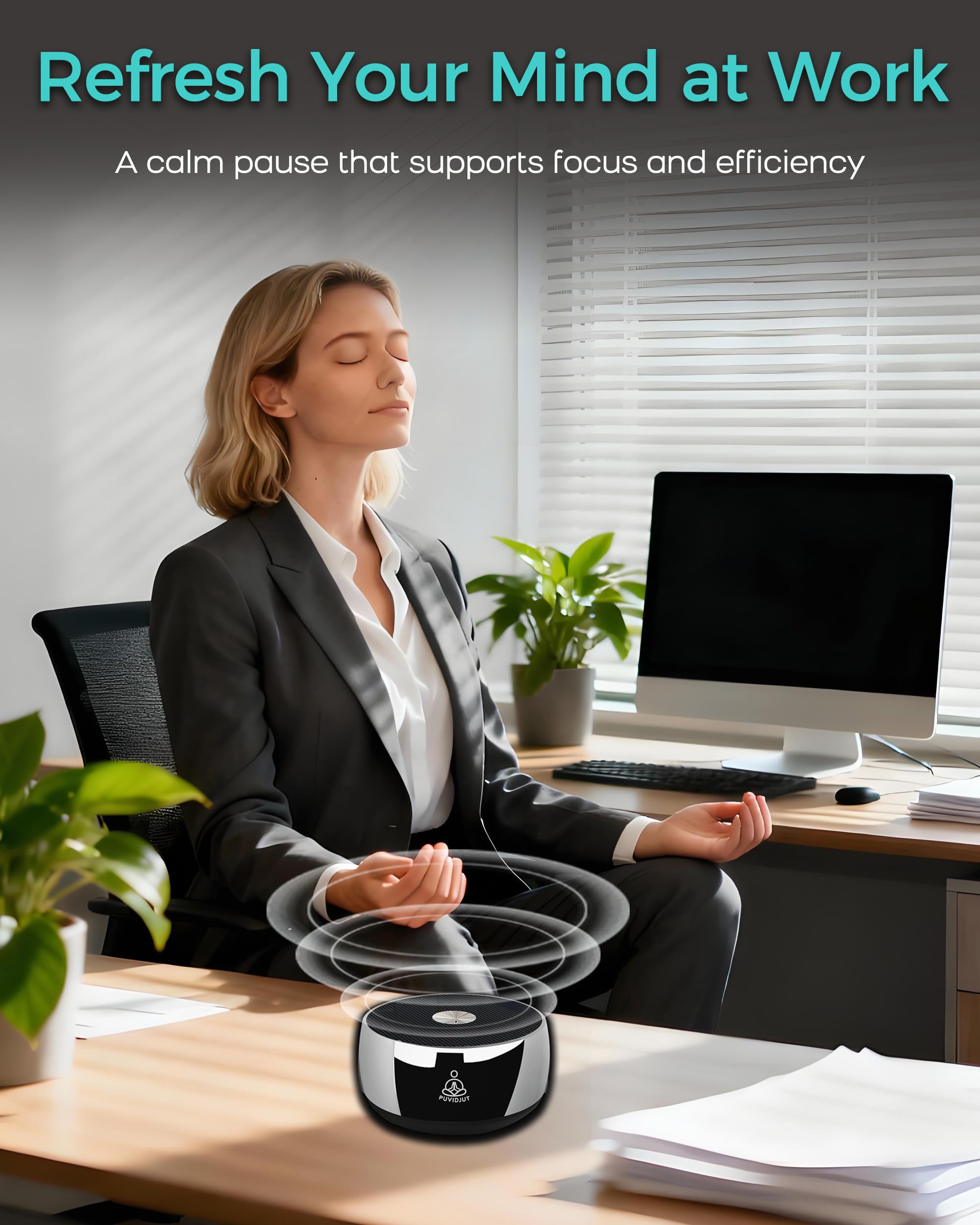 PUVIDJUT during yoga session providing calm focus and breath alignment