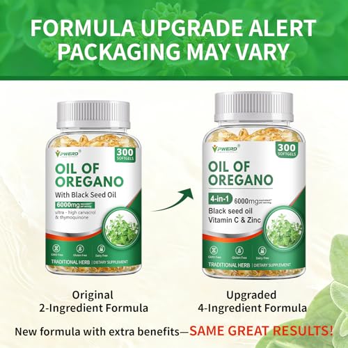PWERD 2-in-1 oregano and black seed oil softgels close-up