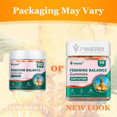 PWERD bottle back highlights ingredients supporting vaginal flora and balance.