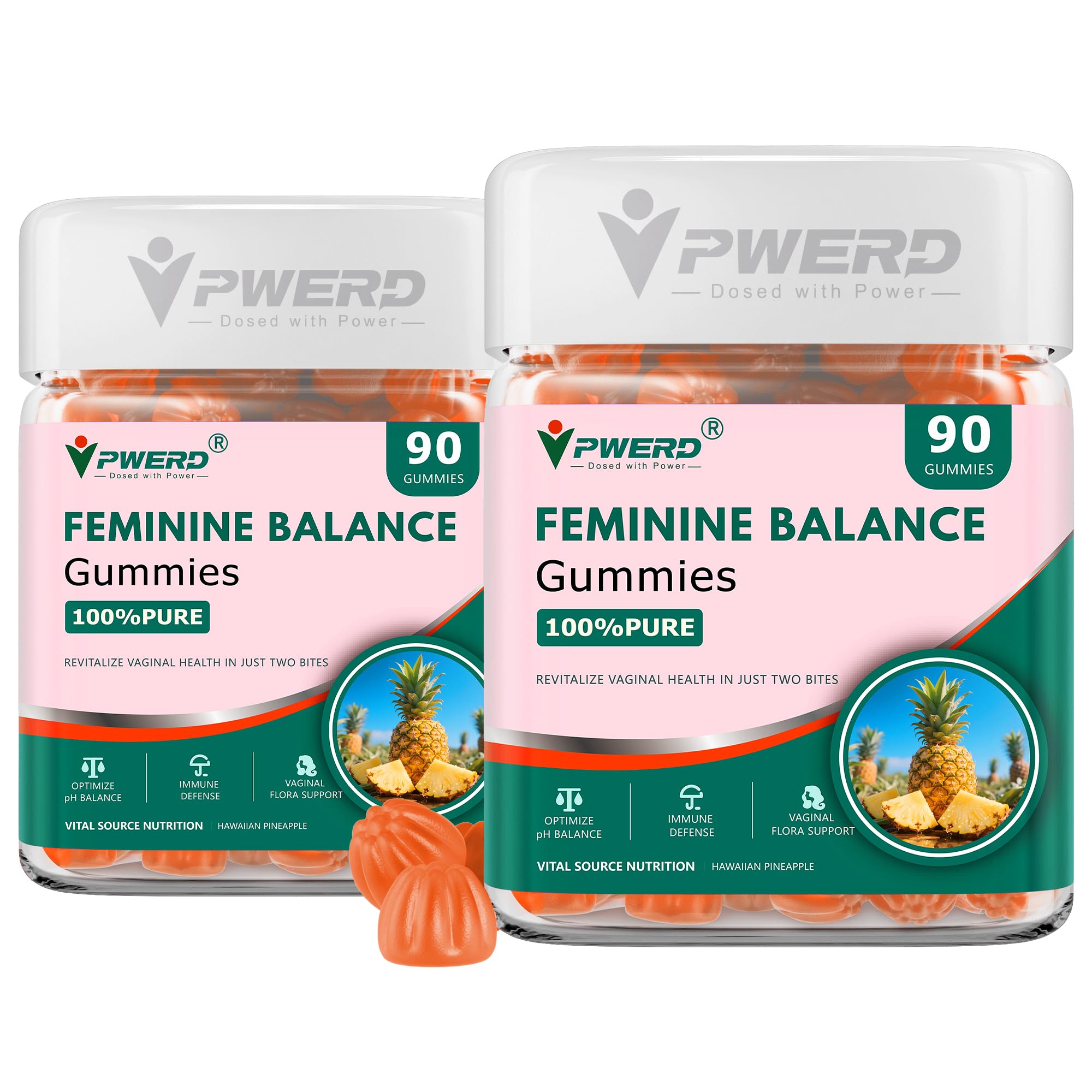 PWERD feminine balance pineapple gummies pack for daily vaginal wellness