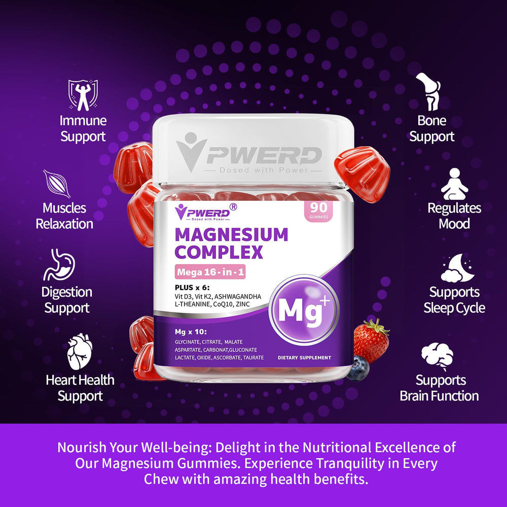 PWERD Mega16-in-1 gummies texture close-up showing chewable form and sugar-free appeal