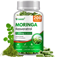 PWERD Moringa bottle with 200 capsules for daily immune support