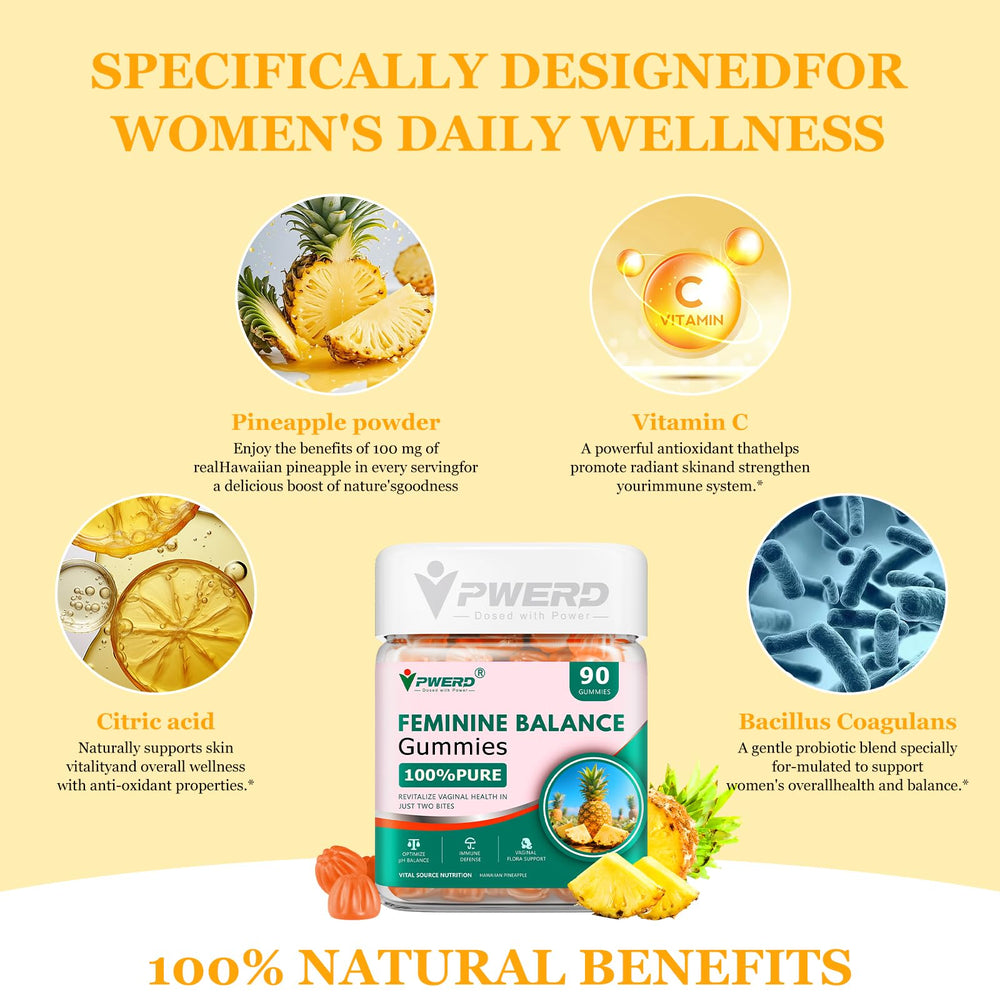 PWERD pineapple flavor graphic conveys tropical taste for daily supplementation.