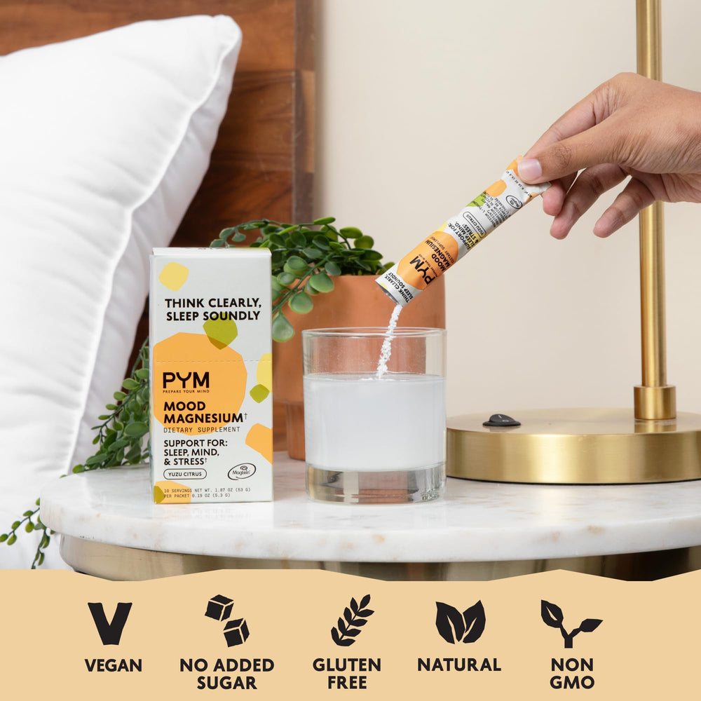 PYM Mood Magnesium supports a relaxed evening routine.