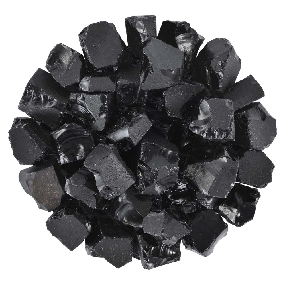 PYOR Black Obsidian rough stones for meditation and energy focus.