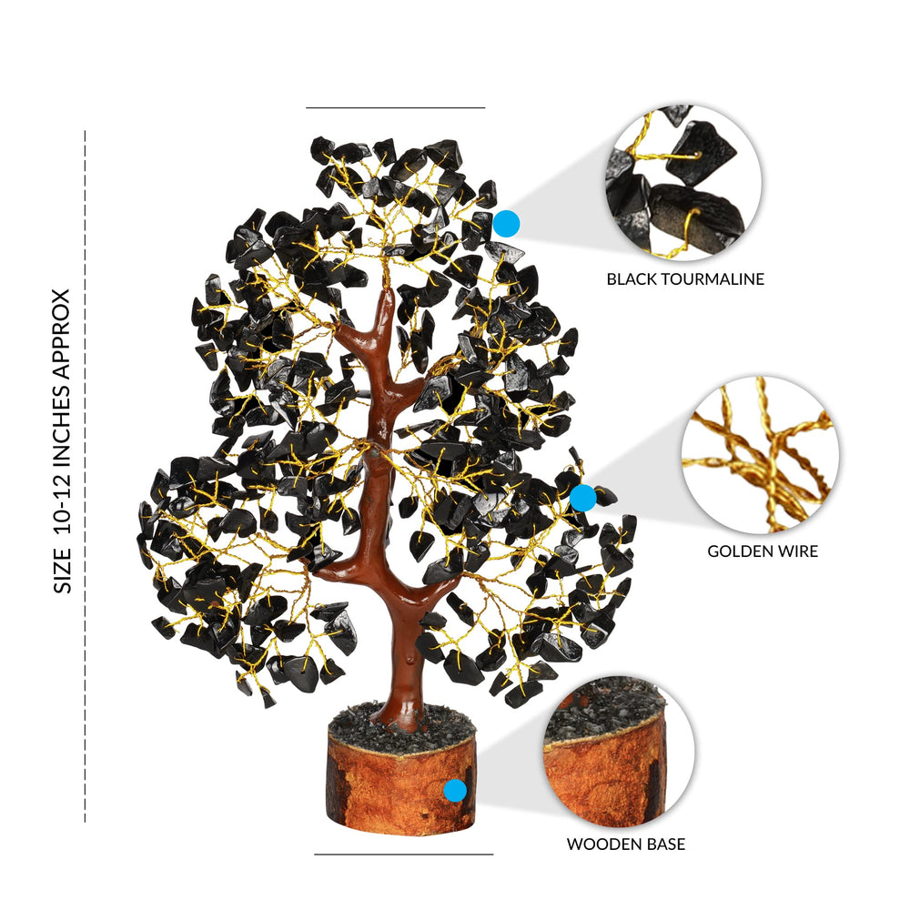 PYOR Black Tourmaline Gem Tree displays crystal formation for positive energy.