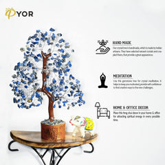 Pyor Lapis Lazuli crystal tree silver wire detail adds spiritual elegance