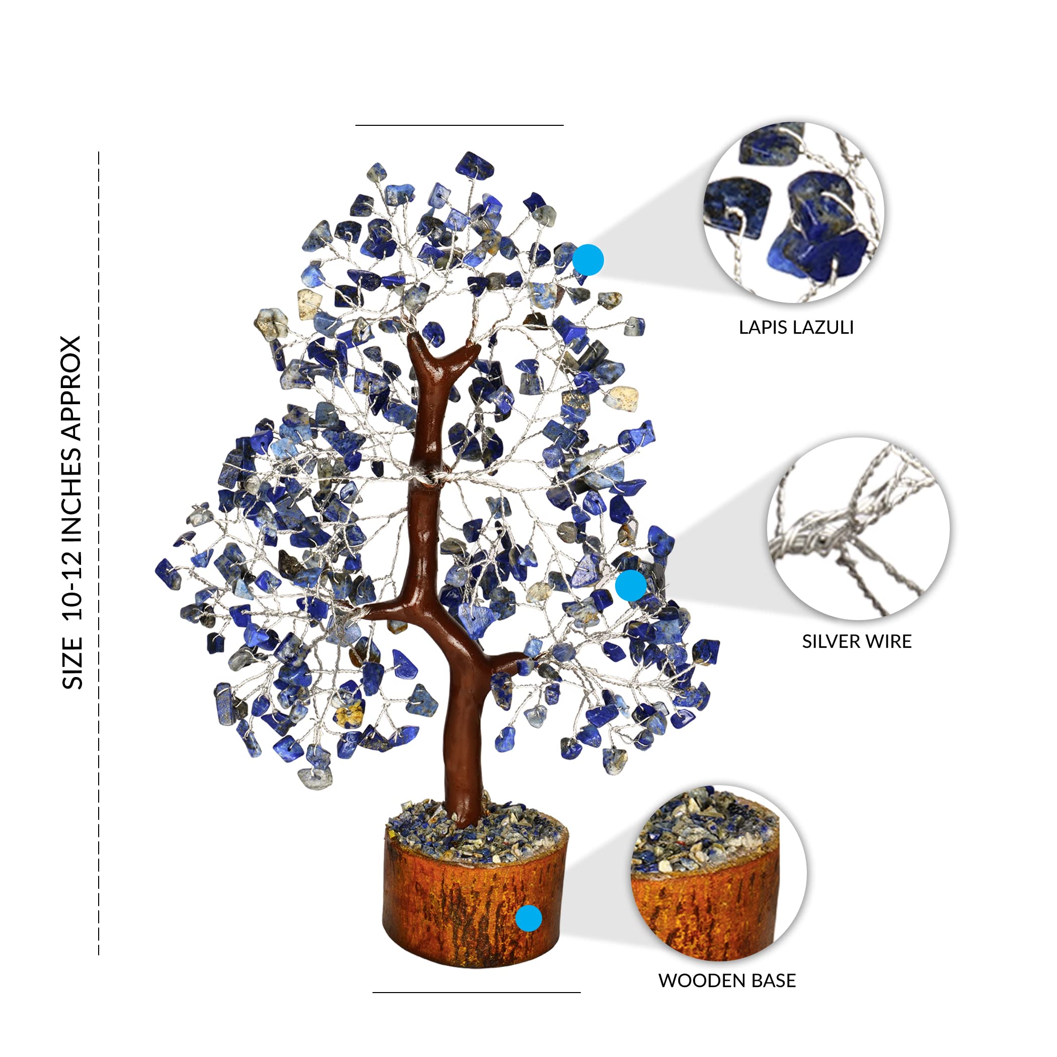Pyor Lapis Lazuli crystal tree wooden base provides sturdy grounding