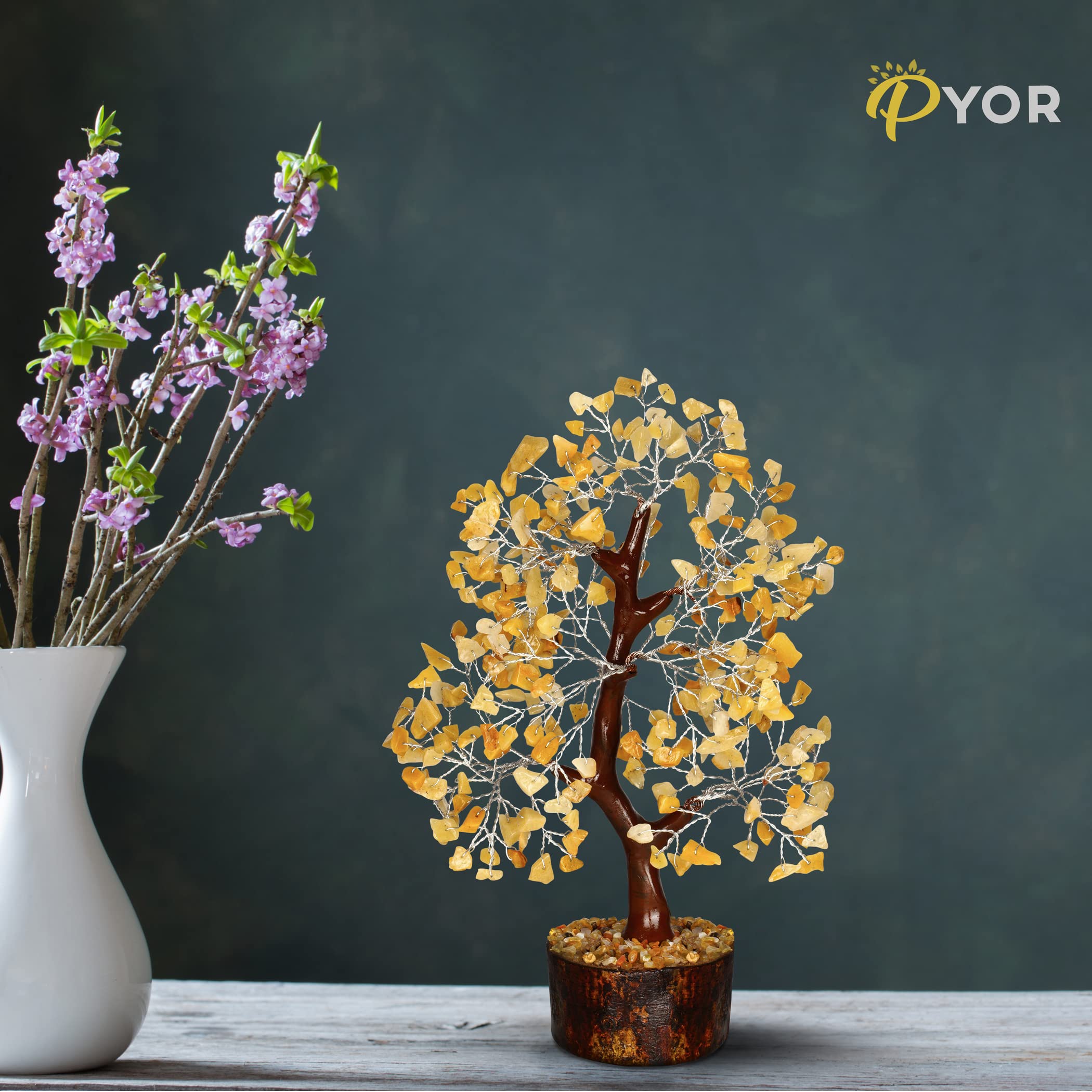 PYOR Meditation crystal tree setup for mindful practice