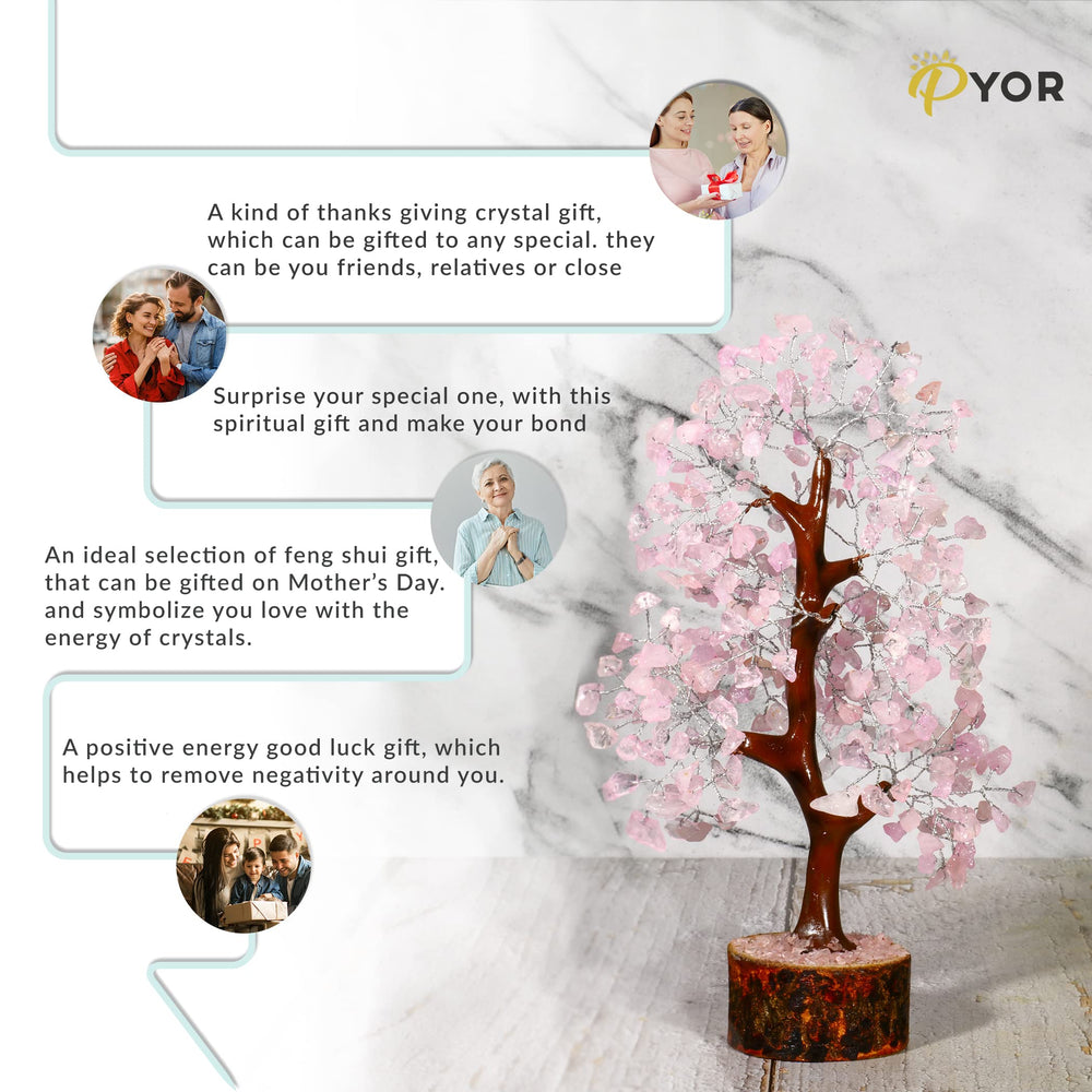 PYOR Rose Quartz Tree heart chakra focus for gentle energy