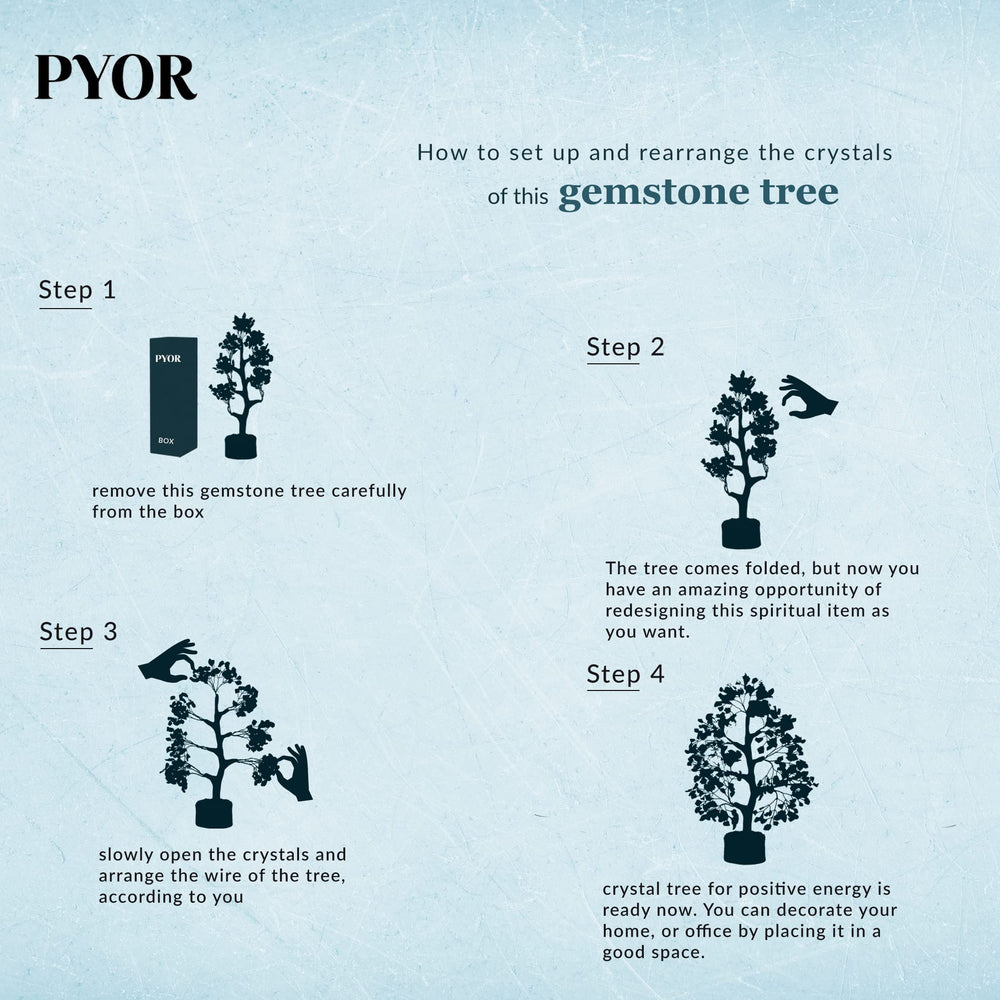 PYOR Rose Quartz Tree silver wire detail on crystals