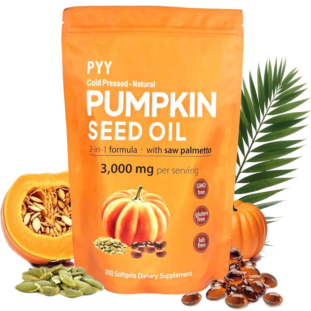 PYY cold-pressed pumpkin seed oil softgels bottle for daily wellness.