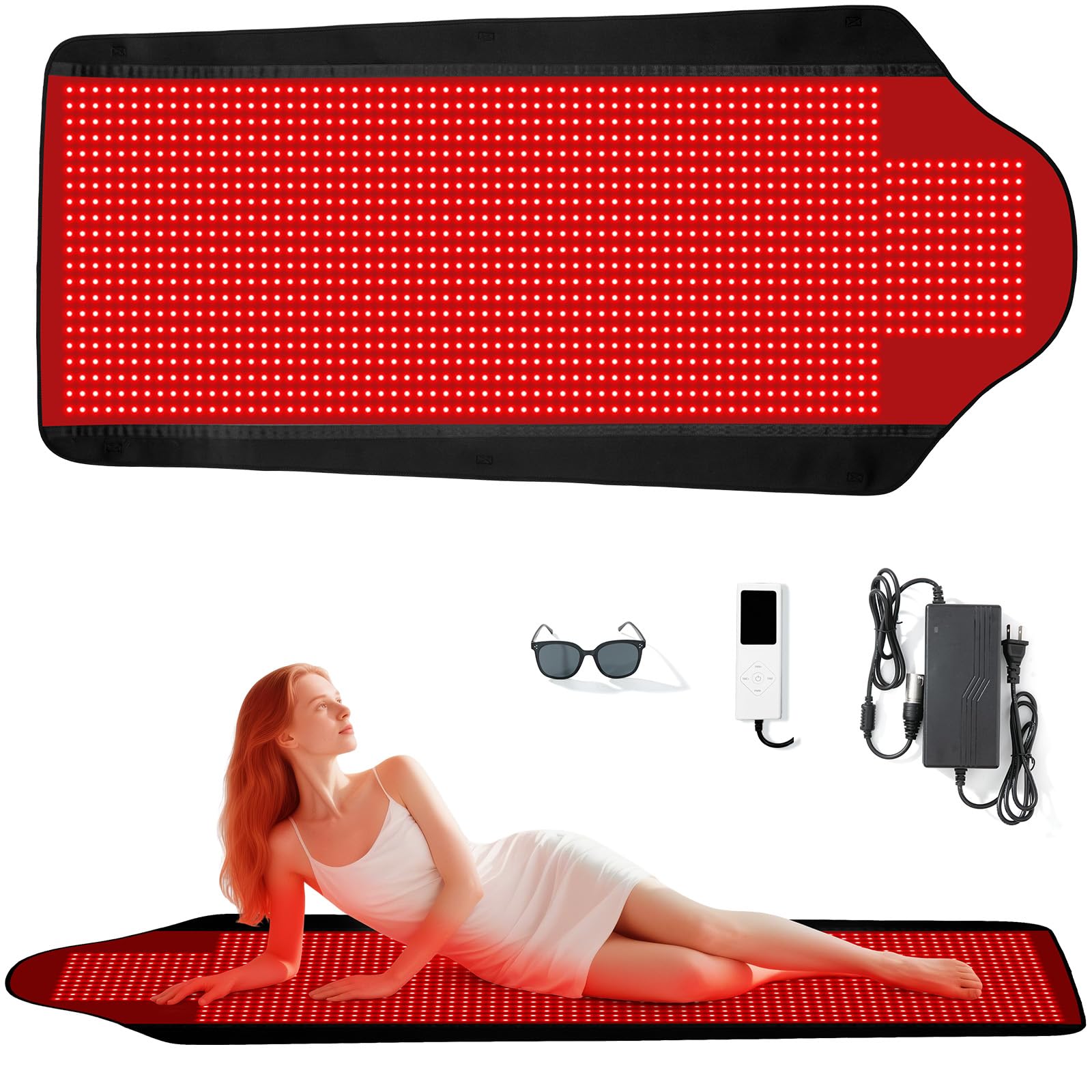 PZJDSR 1444-LED therapy mat in full-body view for comprehensive red light therapy at home.