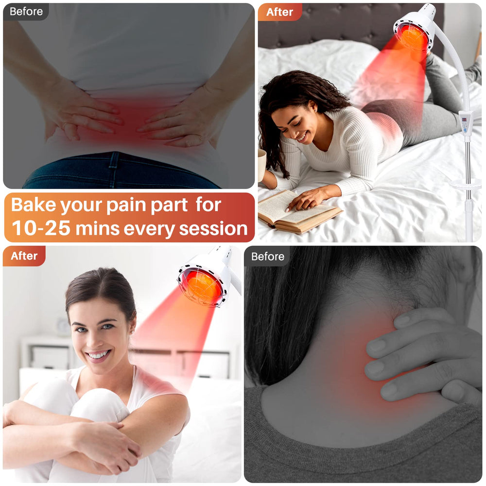 QAIHOE infrared therapy lamp adjustable-height stand supports versatile positioning.