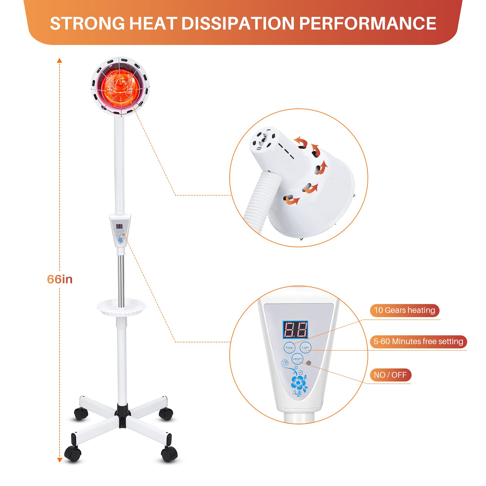 QAIHOE infrared therapy lamp packaging shows complete setup and accessories.