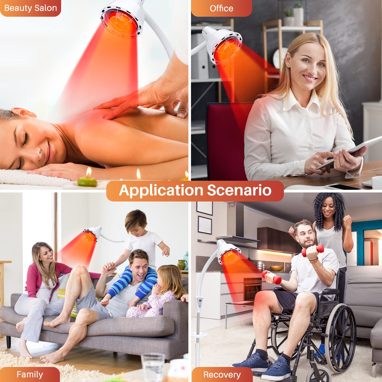 QAIHOE infrared therapy lamp remote control for easy session setup.