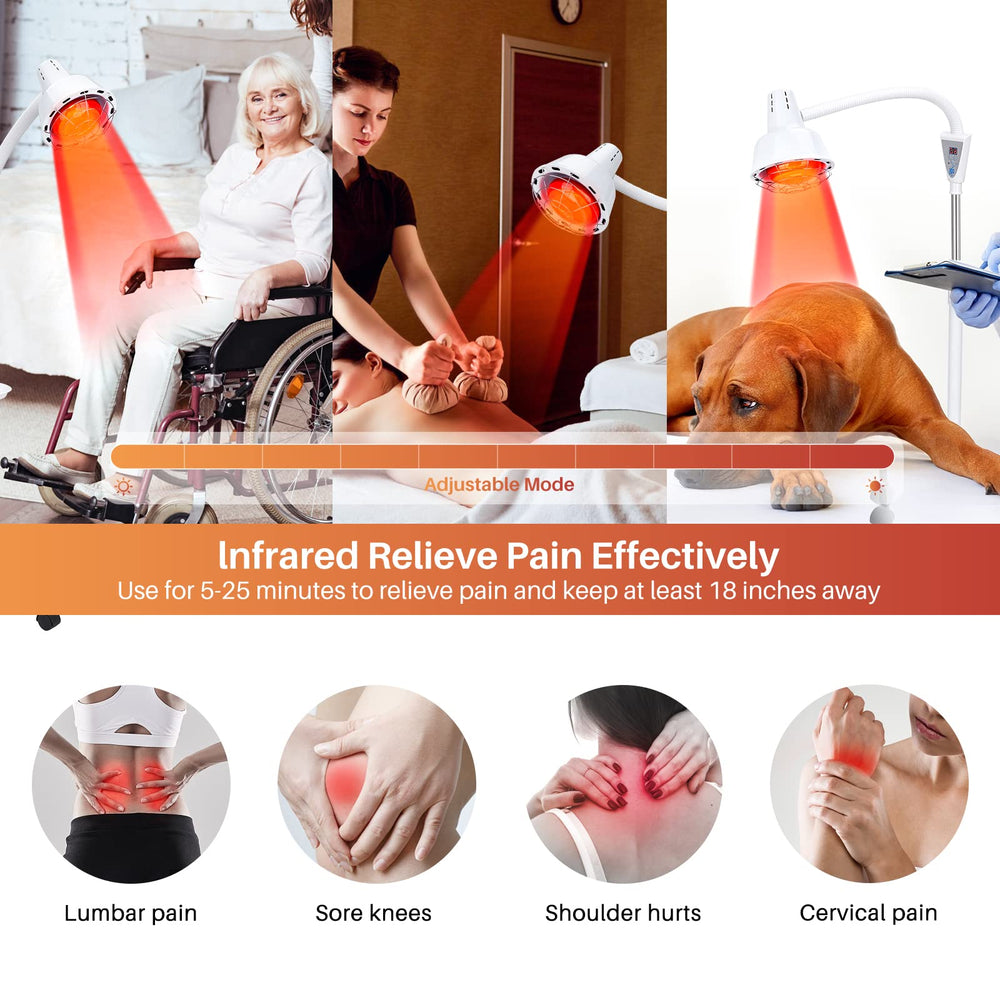 QAIHOE infrared therapy lamp in use highlights convenience for at-home relaxation.
