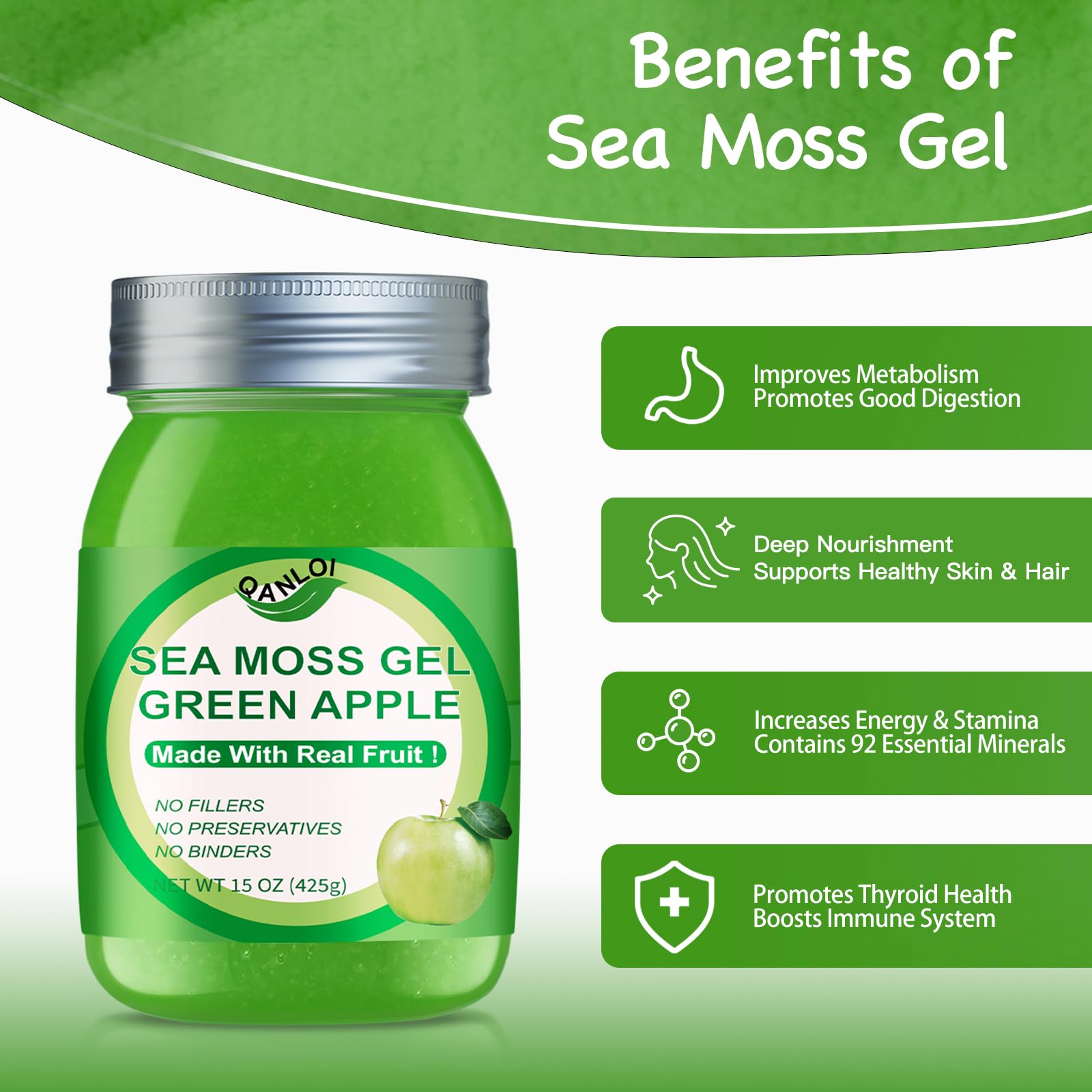 QANLOI sea moss gel open jar ready for smoothies