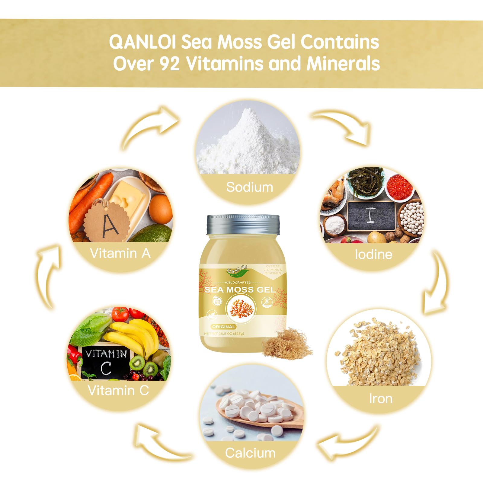 QANLOI Sea Moss Gel packaging glass jar preserves freshness