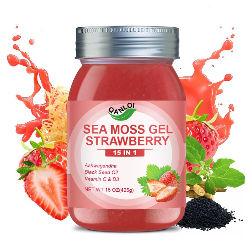 QANLOI sea moss gel strawberry jar shows rich nutrients for daily energy