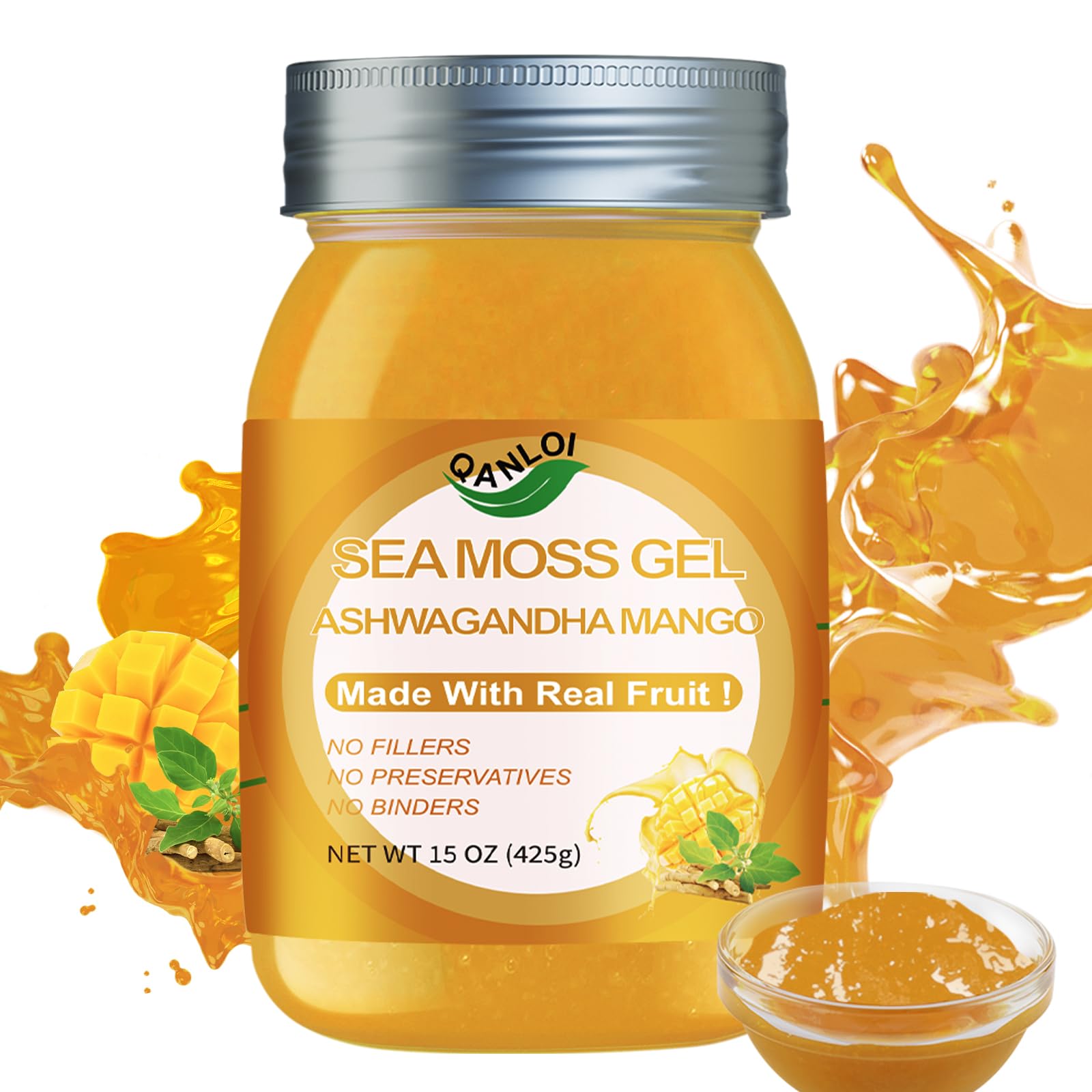 QANLOI Seamoss Gel bottle on white background highlighting immune support potential