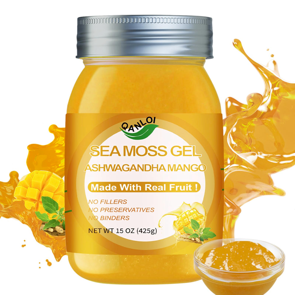 QANLOI Seamoss Gel bottle on white background highlighting immune support potential