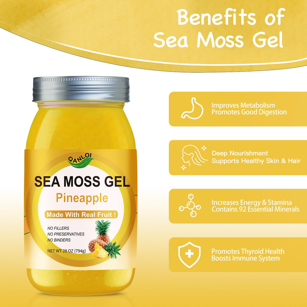 QANLOI Sea Moss Gel close-up shows smooth texture for shakes and desserts