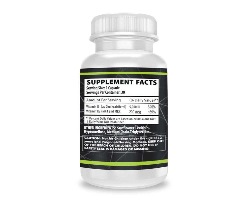 QEI Vitamin D3 K2 capsules close-up for bone and heart support