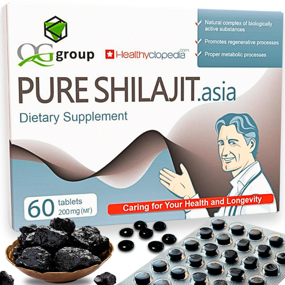 QG Group natural pure Shilajit tablets bottle for convenient daily use.