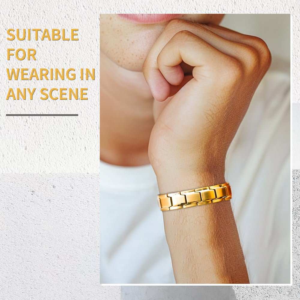 QIAOZILI stainless-steel bracelet magnets-assembly close-up reveals evenly distributed magnets for balanced fit.